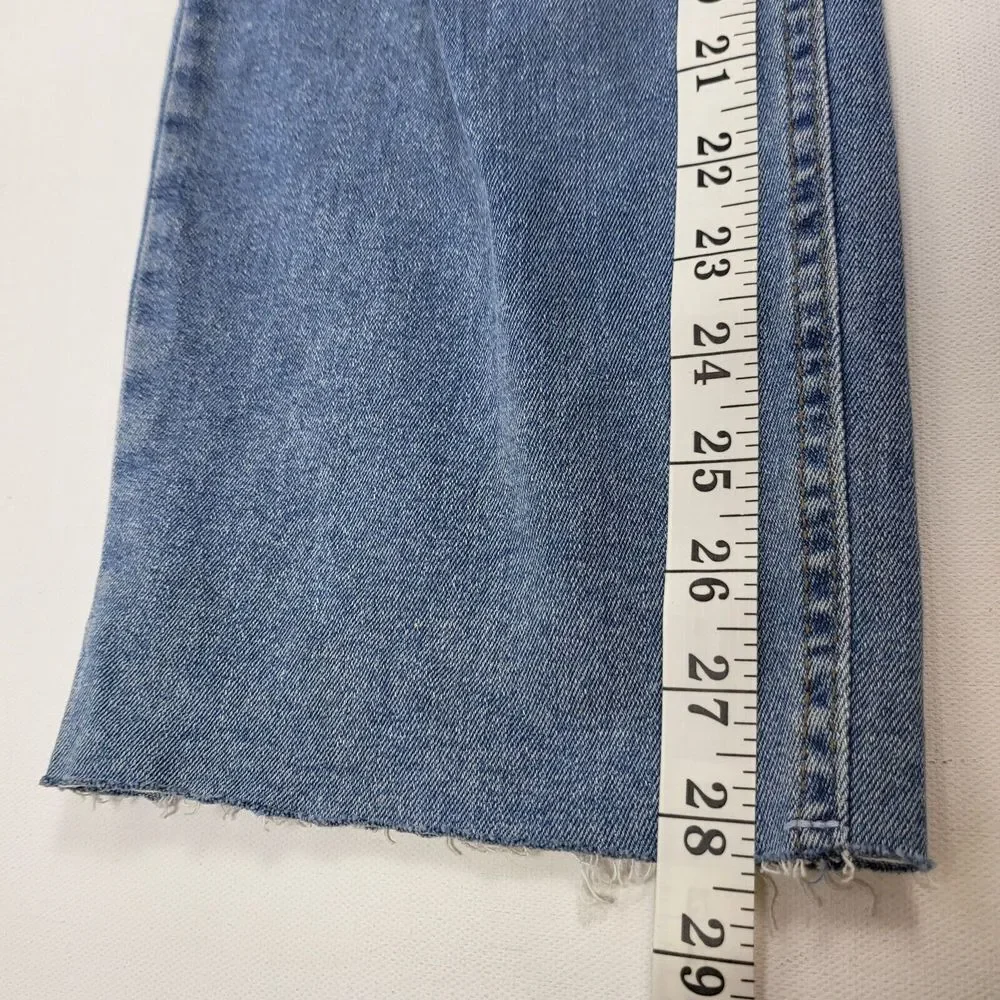 No Boundaries NOBO Destructed Mom Jeans 19‎ Super High Rise Raw Hem Medium Wash